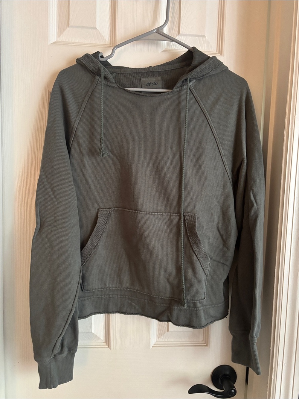 aerie Olive Green Scoop-Neck Pullover Hoodie